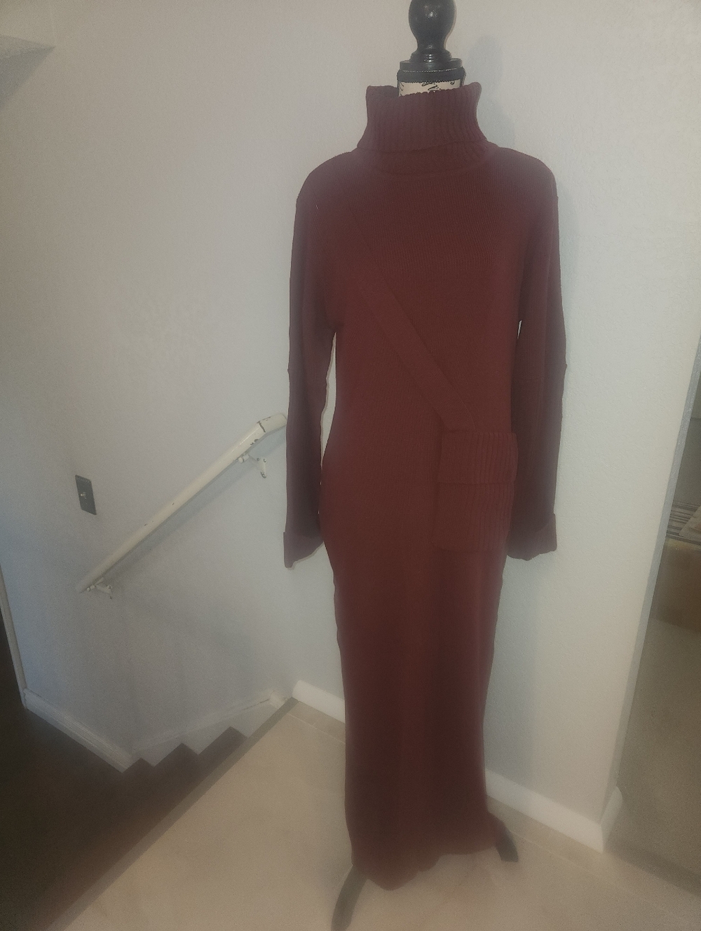Newport News Burgundy Turtleneck Maxi Sweater Dress